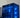 Boîtier PC moderne éclairé en bleu avec carte graphique visible à l'intérieur (photo stock, montage PC)